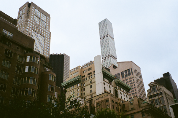 Gloomy shot of concrete jungle skyline.